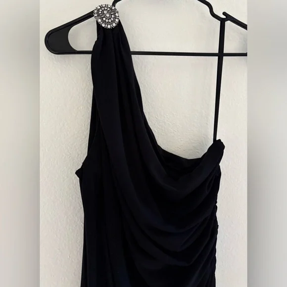 Lauren Ralph Lauren Black One-Shoulder Evening Dress - Picture 3 of 8